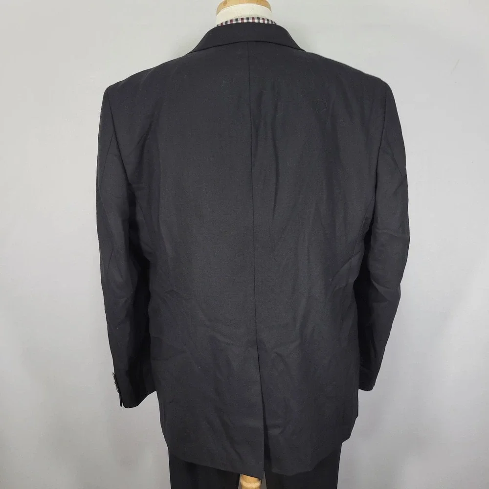 Stafford Men's Sport Coat Blazer Two Button Solid‎ Black Wool Size Classic 48R